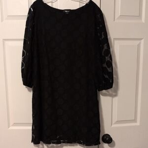 Style&Co Black Polka Dot Sheer Sleeve Dress